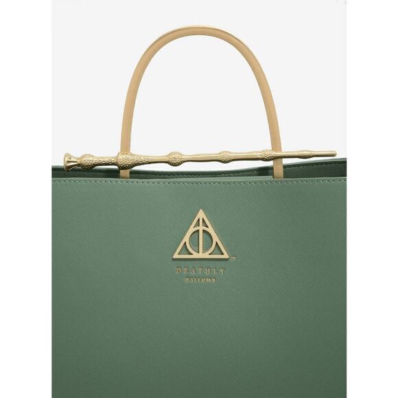 Loungefly Harry Potter Deathly Hallows Elder Wand Green Gold Handbag Purse - Picture 4 of 5